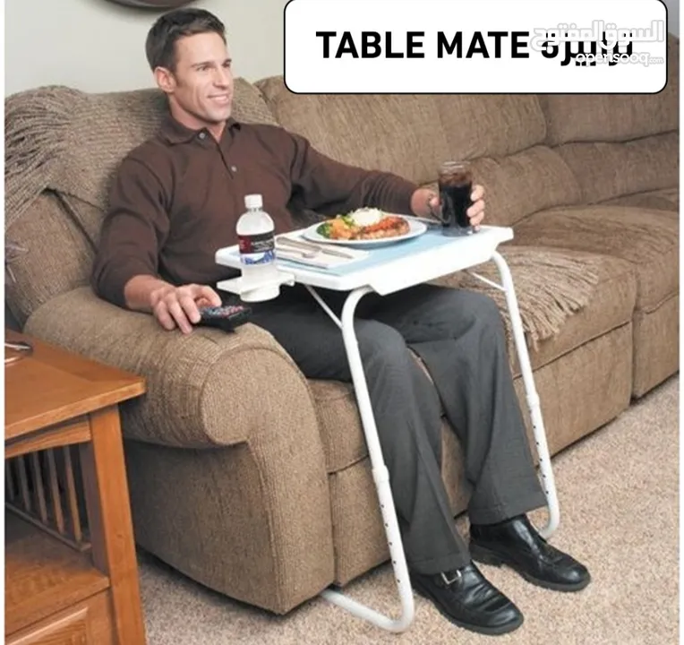 طاولة اكل متحركة 52 سم طاولات دراسه تيبل ميت مع حامل كاس و كوب متعددة الاستخدامات Folding Portable T