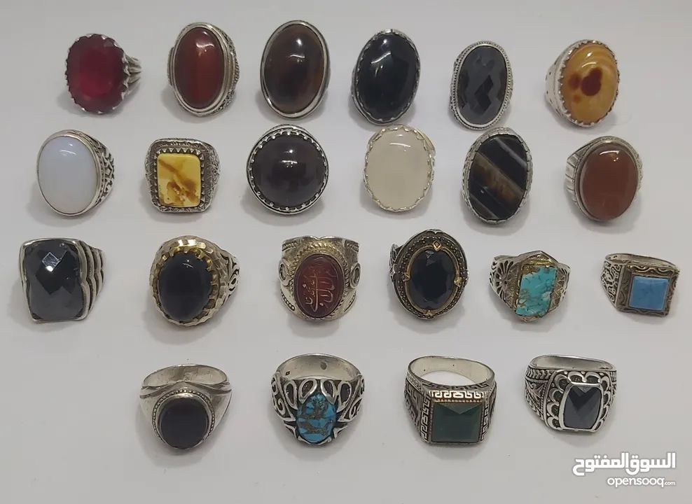 خواتم فضه 929 احجار كريمه و أوزان اغلبها خواتم ايرانيه ثقيله..