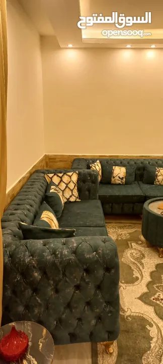 طقم كنب خشب سويد سفنج ضغط ( طقم خليجي ) 7 مقاعد