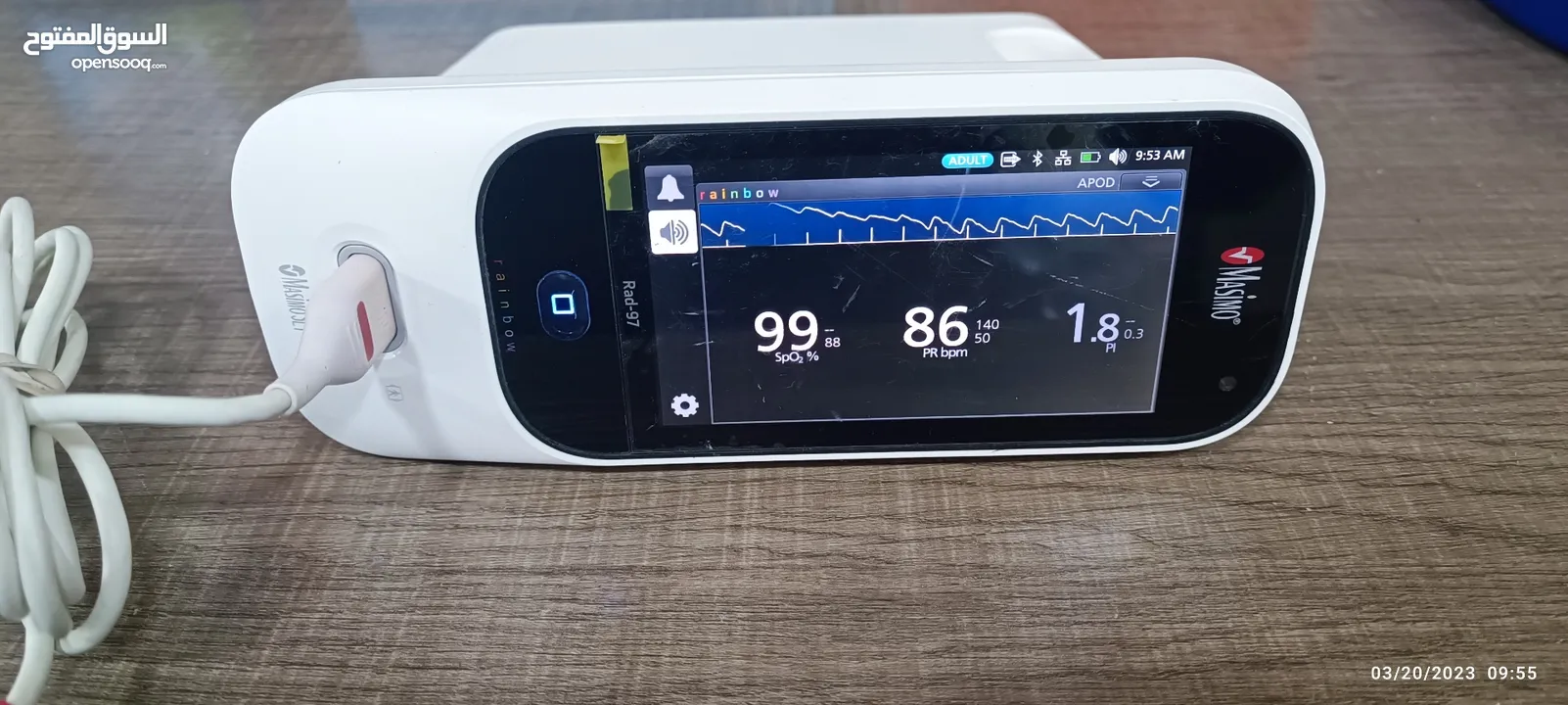 اوكسجين، شاشة علامات حيوية، تنفس، vital signs monitor,Masimo