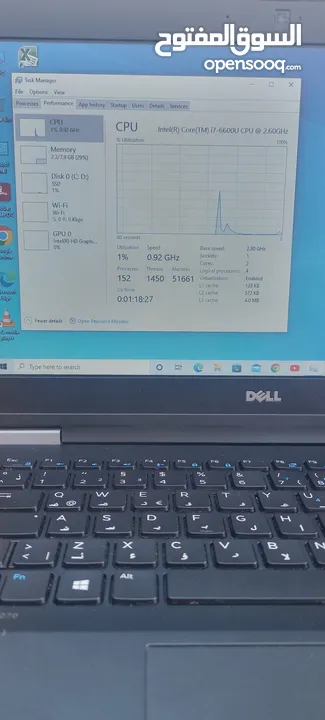 كور اي 7 الجيل 6. Dell. الهارد 128.ssd. الرام 8