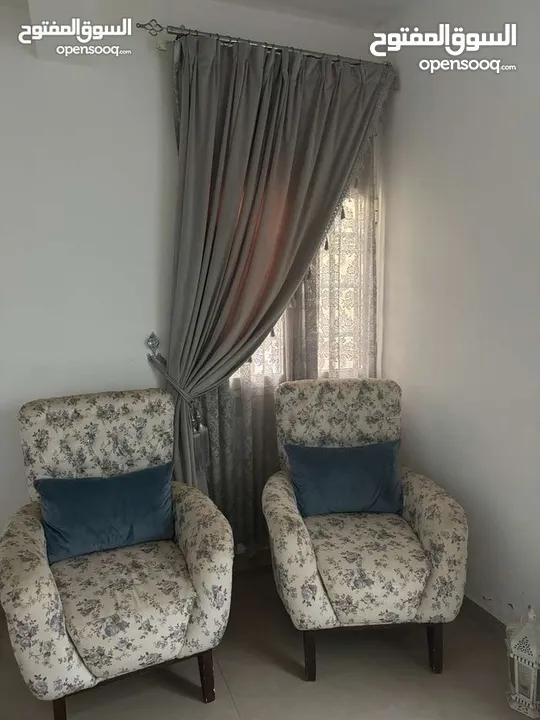 Two Single Sofa blue and silver color