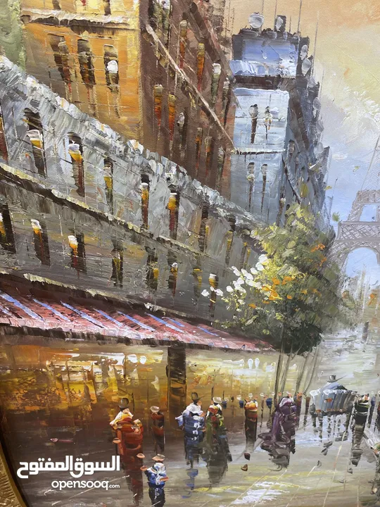 لوحة رسم يدوي مع اطار ذهبي