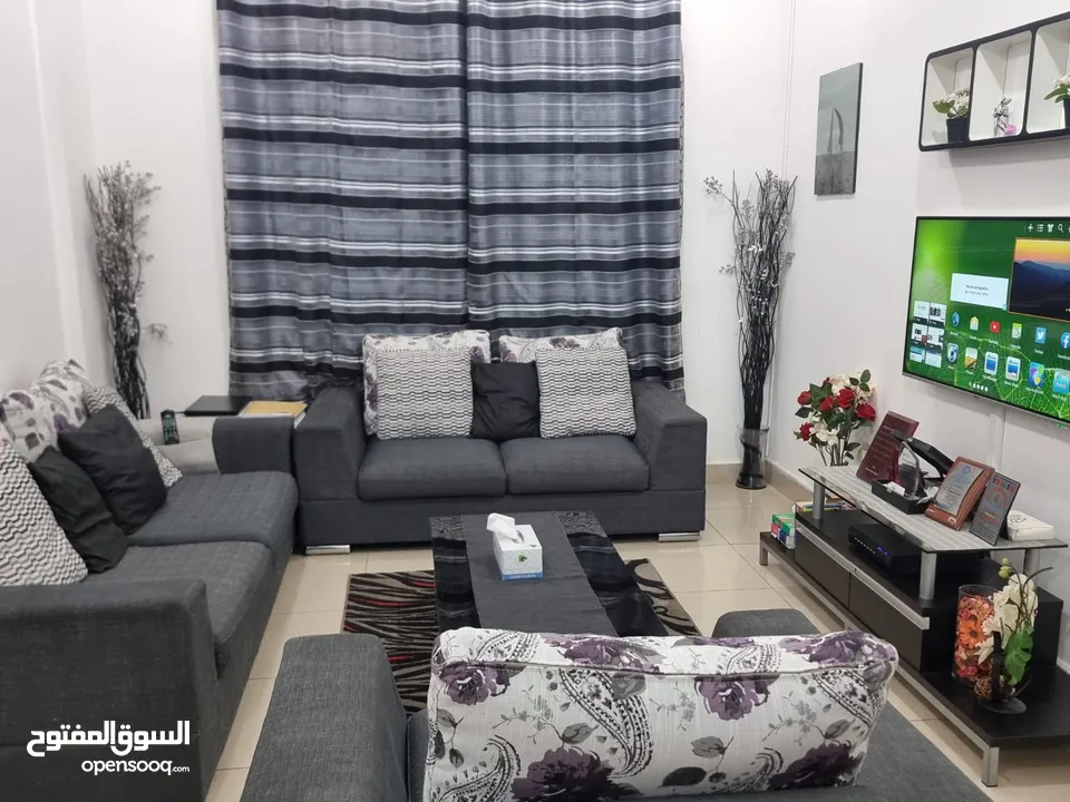 sofa, decorating items, TV trolly