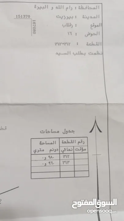 أرض طابو بمساحة 1960 متر للبيع من المالك مباشرة في منطقة بير زيت