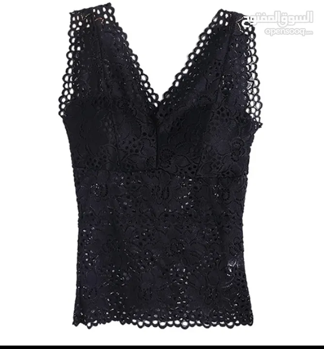 Lace flower vest with chest pad for ladies long sleeveless top available now in Oman order now