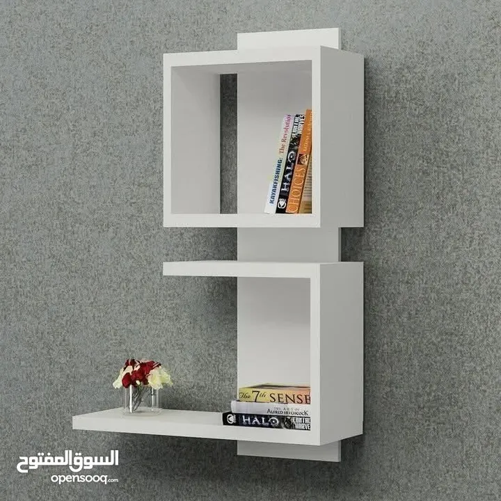 رفوف خشب شاشه ومطبخ وحمام وديكور حائط وستاند مكياج وجلاتين وكتب وصيدليه ومطبخ وغيره