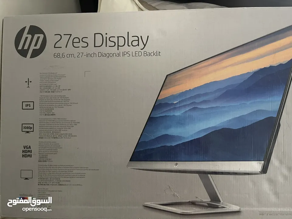 شاشة  “HP pavilion 27 مع البوكس