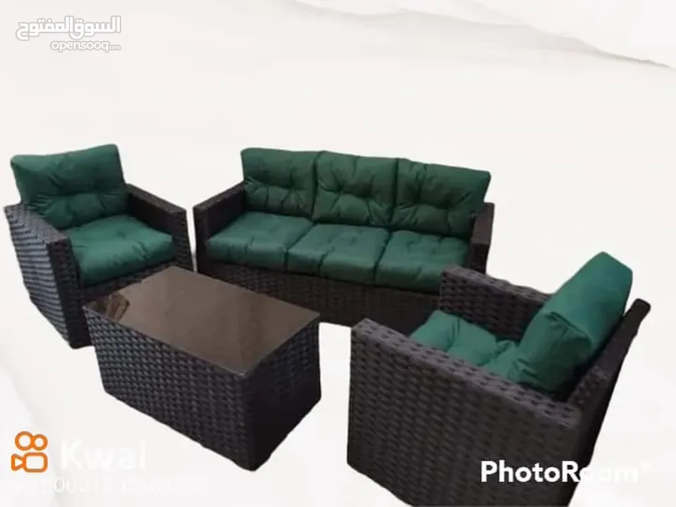 طقم رتان طقم ترس خارجي طقم كنب طقم خيزران طقم رتان بلاستك عضم خمس مقاعد+طاولة وسط