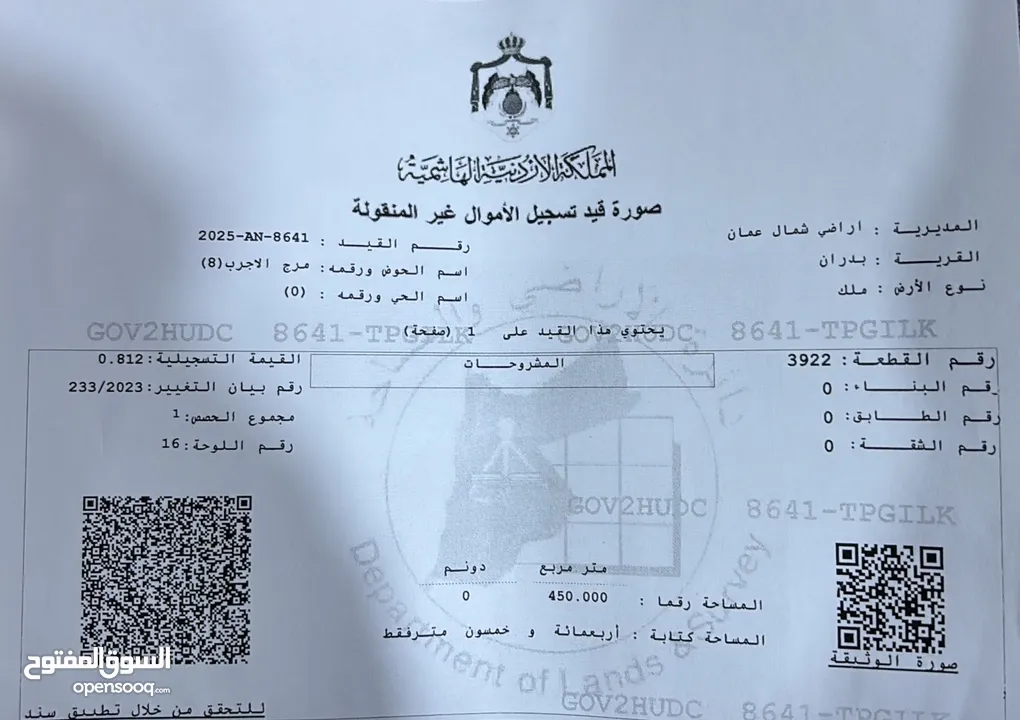 ارض في منطقه فلل على مستوى الشارع شفا بدران بالقرب من اكادميه ميراس