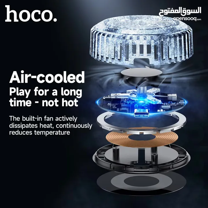 Hoco CW57 Air-Cooled 15w شاحن و قطعة تبريد لجميع اجهزة الايفون شجن لاسلكي و تبريد هوائي للايفونات