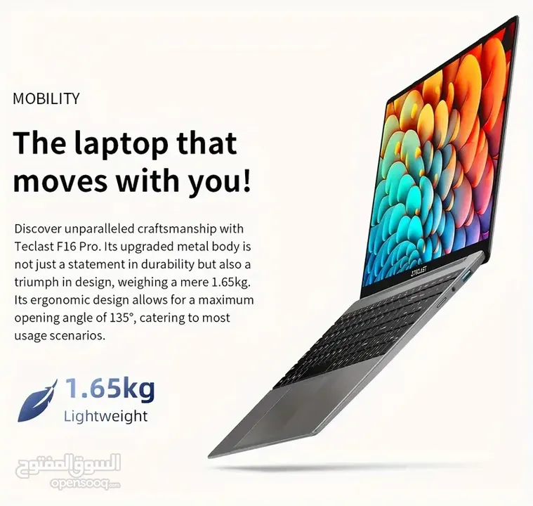 لابتوب teclast f16 pro جيجا رام 16 ومساحة 512 جيجا SSD (جديد)