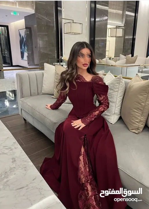 فستان مناسبات  الون عنابي خمري