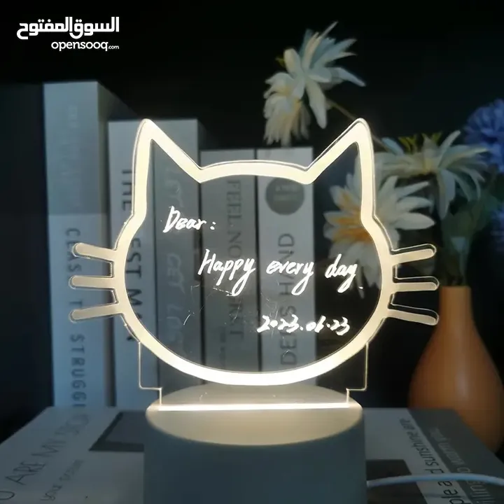 Cat Face Creative LED Message Board With Night Light