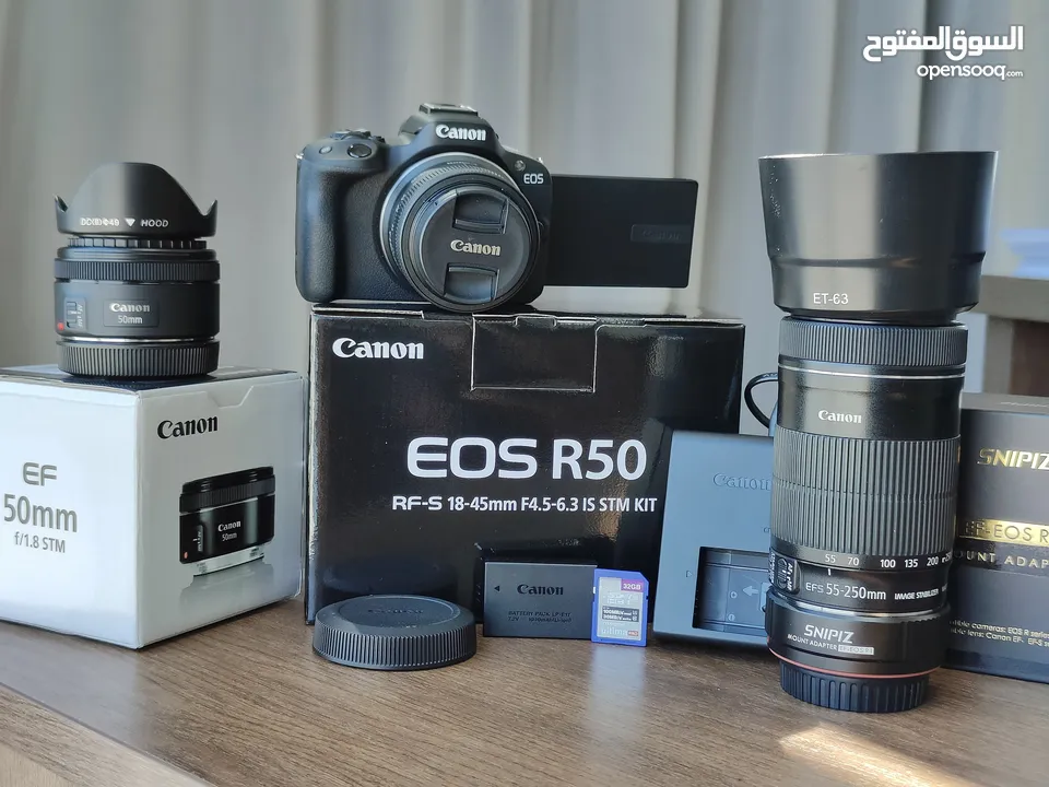 Canon EOS R50 + 3 lenses  (bundled only)