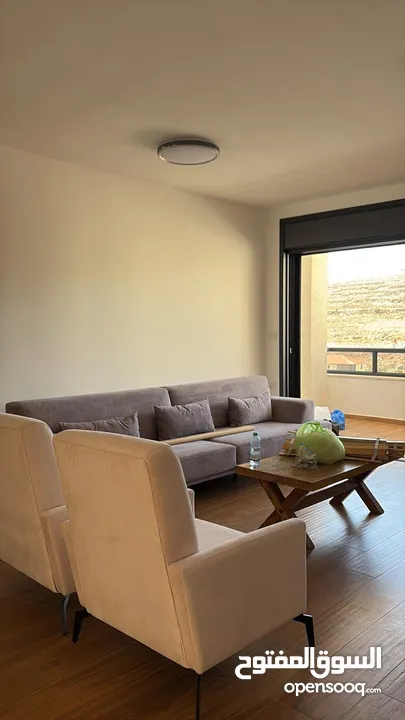 شقة مفروشة جديدة مع حديقة للإيجار – عين منجد، شارع إسكان المهندسين