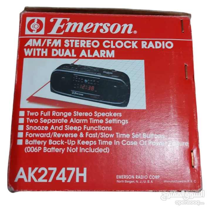 راديو ايمرسون من الولايات المتحدة الأمريكية AM/FM STEREO CLOCK RADIO WITH DUAL    ALARM EMERSON TYPE