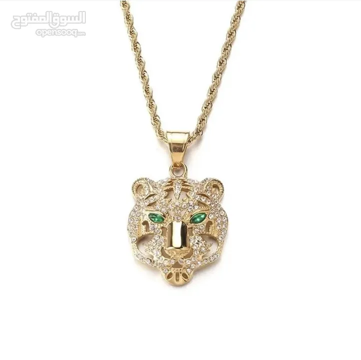 unisex  Jewelry 18K gold plated Rhinestone tennis Zircon crystal Animal tiger Leopard charm Necklace