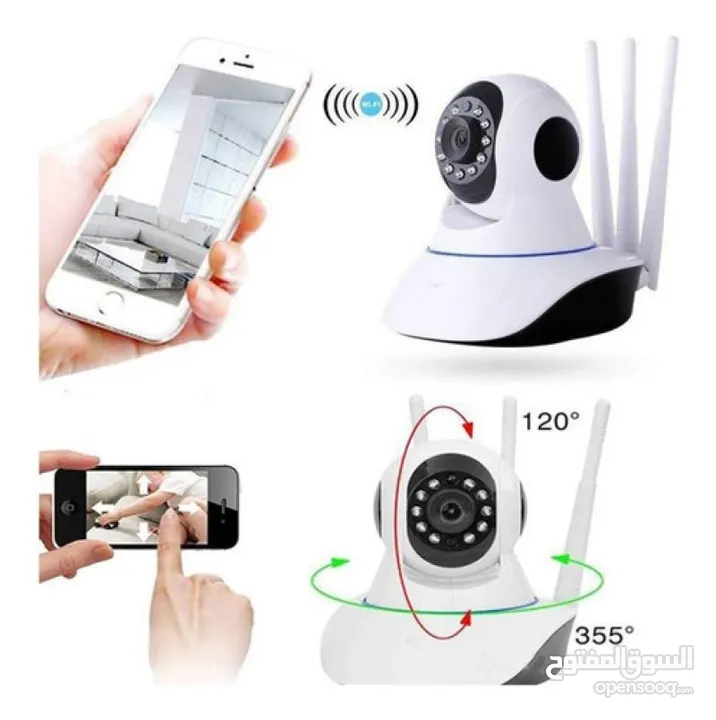 كاميرا مراقبه Wifi الذكية IP كاميره ذكيه بانورامية متحركه 355 درجه مع خاصيه الصوت  3 هوائيات