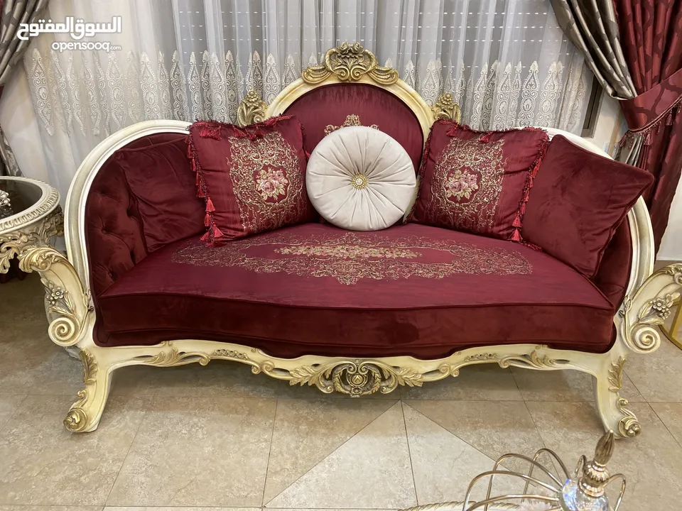 طقم كنب حفر زان دمياطي مصري وقماش تركي