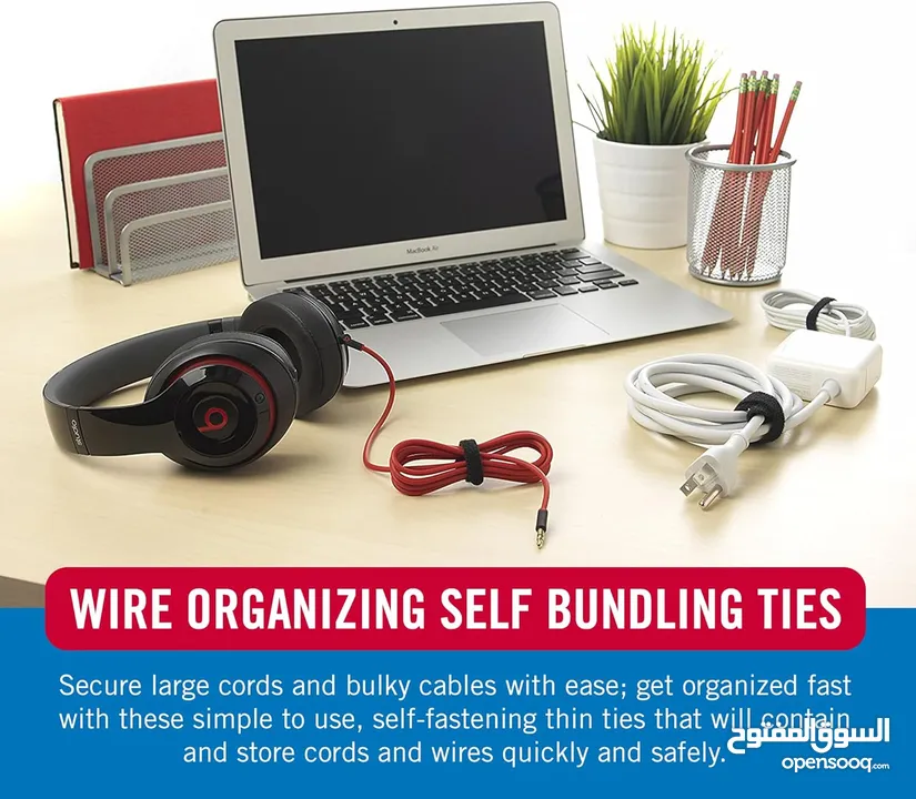 Cable Ties, 100Pk, 8 x 1/2" Black Cord Organization Straps, Thin Pre-Cut Design, Wire Management for