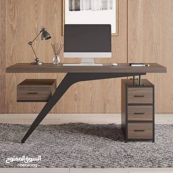 مكتب اداري 160*80 مع جانبية وطاولة وسط تفصيل خشب مستورد بسعر المنصع واعلى جودة وأقل الاسعار