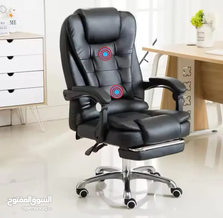 كرسي مكتب جلد لون اسود مميز وأنيق