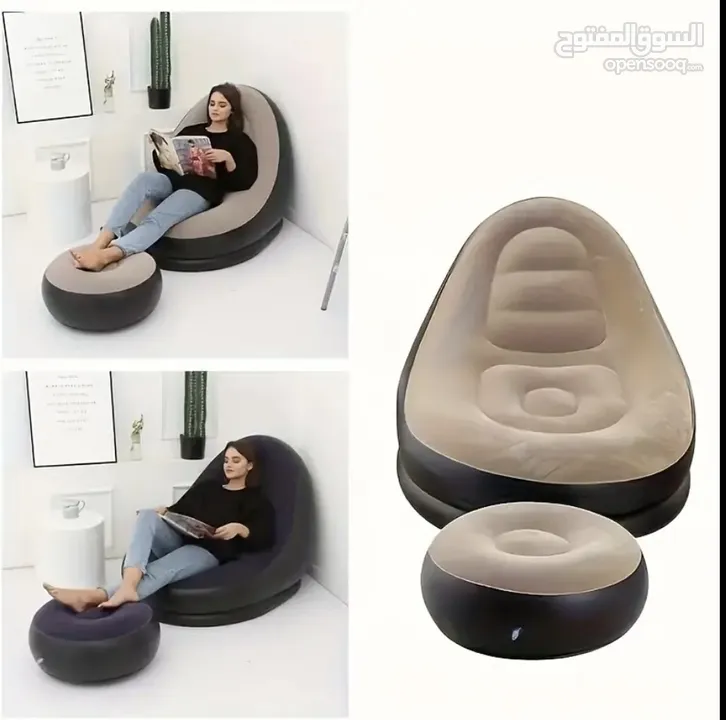 Portable sofa with footstool