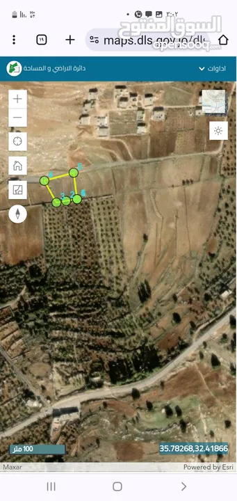 اراضي  عجلون قرية عرجان حوض مهرما مساحة الارض 2006 م2 واجهة شماليه على شارع 6 م طول 52 م على الشارع