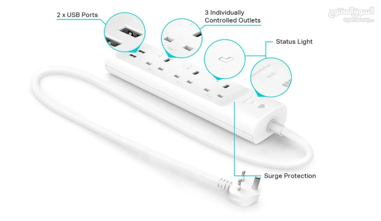 وصلة الكمبيوتر تبي لينك الذكية TP-Link Kasa WiFi Power Strip 3 outlets Work with alexa