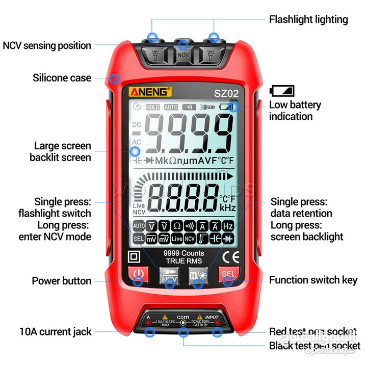Digital Multimeter Voltmeter Resistance  Capacitance Temp Transistor Tester Meter