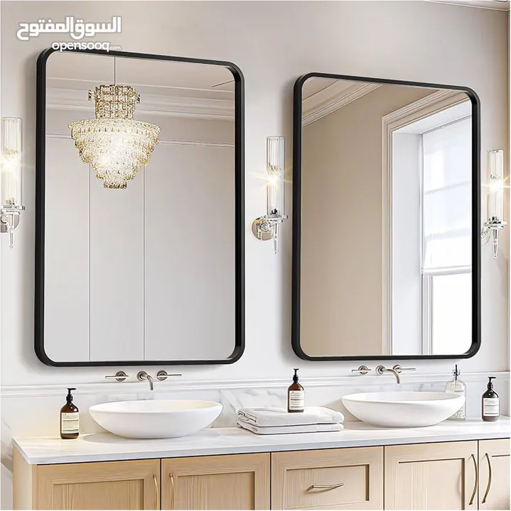 مرآة حائط اطار خشب