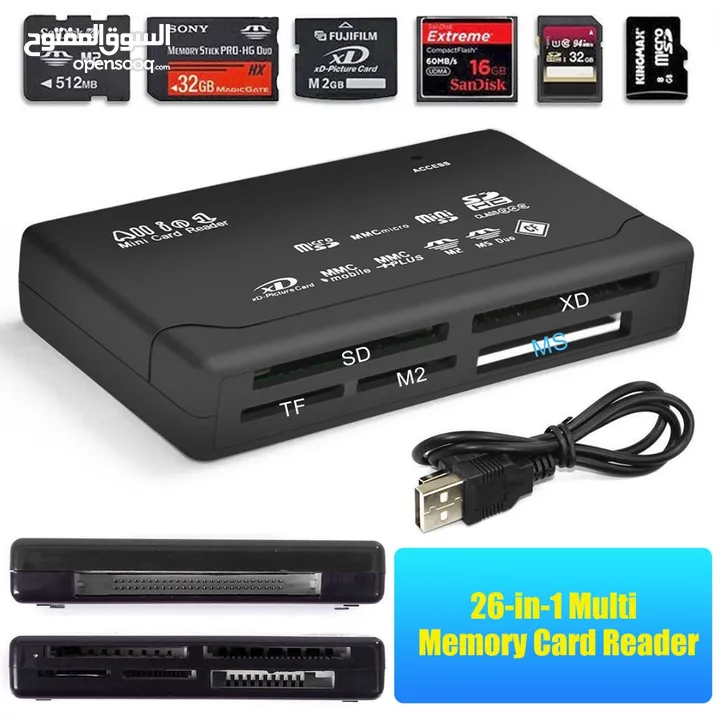 Black 26-IN-1 USB 2.0 MEMORY CARD READER FOR CF/xD/SD/MS/SDHC
