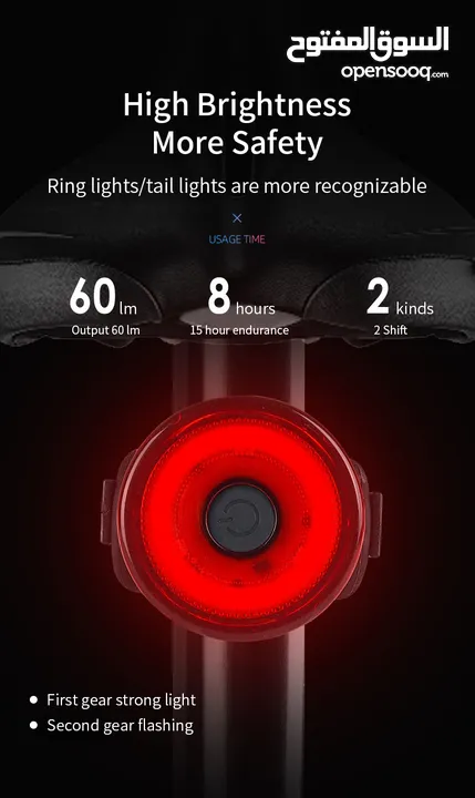 ضوء تنبيهي فاخر للدراجات الهوائية والخوذة led safety bicycle or helmet tail light