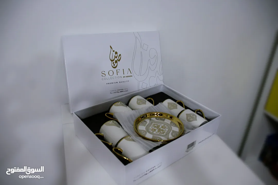 طقم فناجين قهوة ابيض مذهب فاخر Golden white coffee cups set