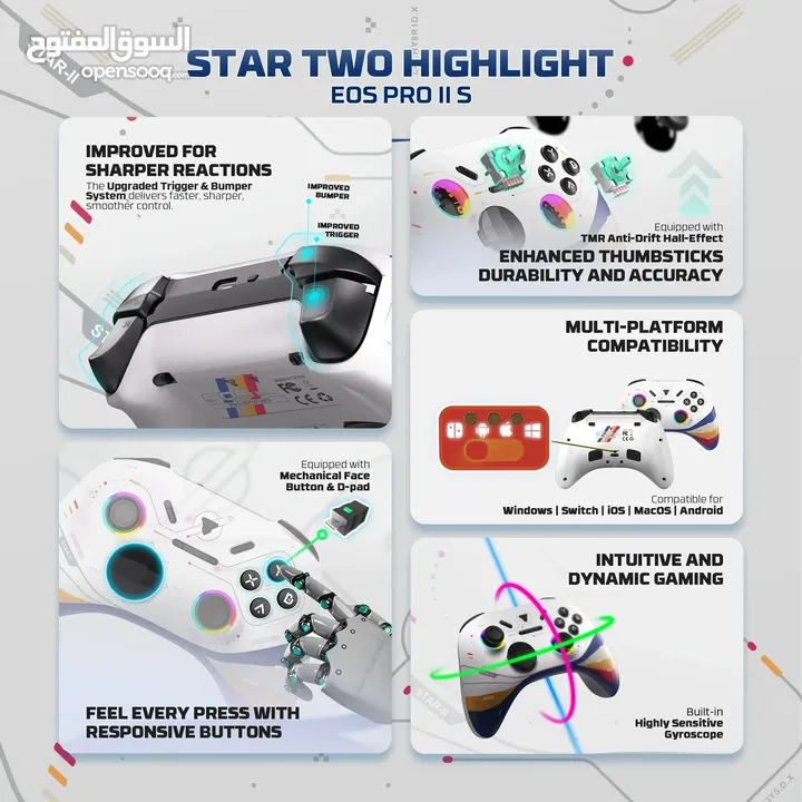 FANTECH EOS PRO II S WGP15 V2S MECHANICAL BUTTONS WIRELESS GAMEPAD يد تحكم فانتيك ميكانيكل جديدة