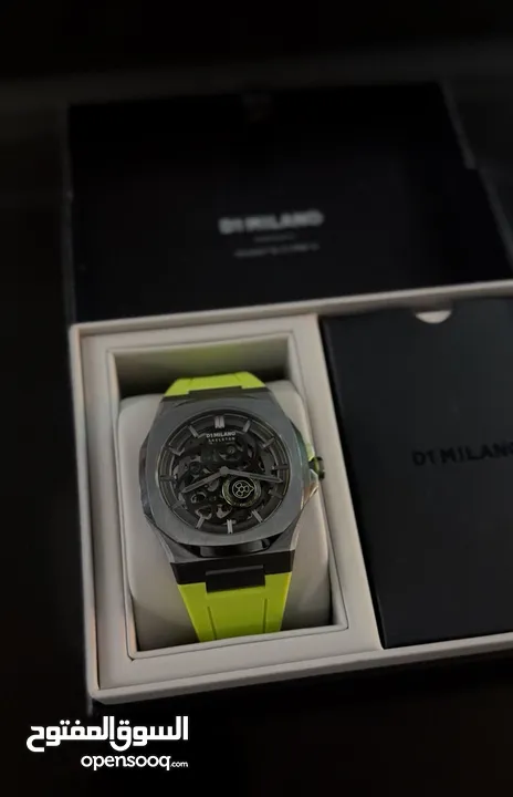 D1 Milano Men’s Skeleton Automatic Watch - Luxury Italian Timepiece with Stainless Steel Case.