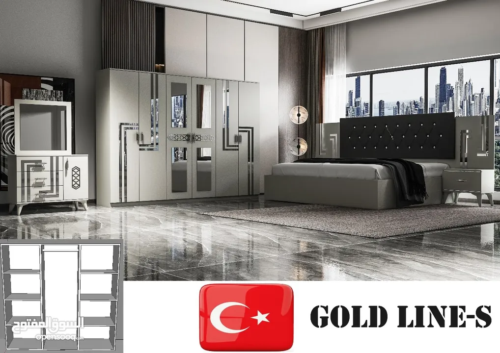 TURKEY BEDROOM SET 7 PCS WITH MATTRESS /غرف نوم ترکي ۷ قطع مع دوشج