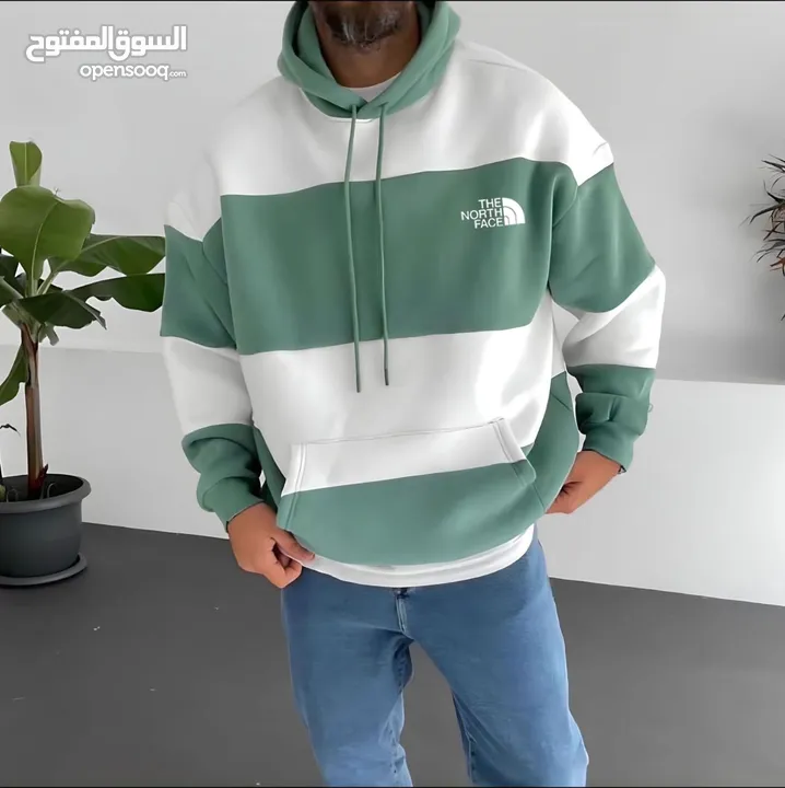 سويتشيرت The north face اوڤر سايز سويتشيرت مقلم وش وضهر خامه ميلتون