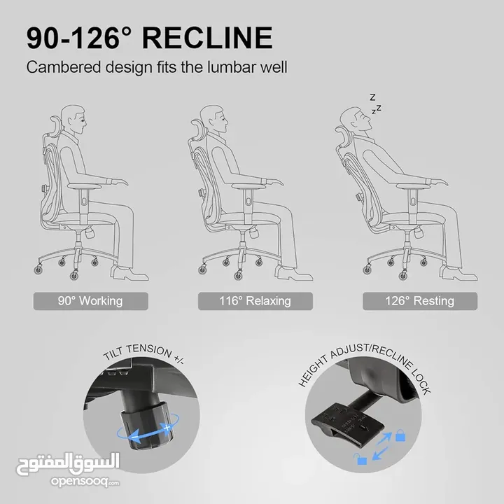 تصميم مريح】يوفر الكرسي المريح 4 نقاط دعم (الرأس/الظهر/الورك/اليدين) ودعم أسفل الظهر المناسب. تصمم SI