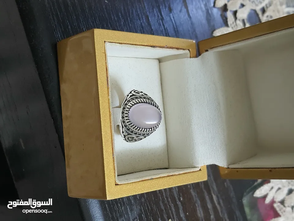 خاتم فضة حجر عقيق عيار 925