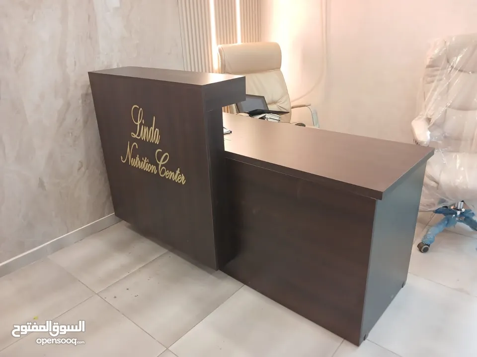 كاونتر استقبال فاخر _ ريسبشن مع إضاءة  للبيع من المصنع بسعر الجملة شامل التوصيل عمان زرقاء