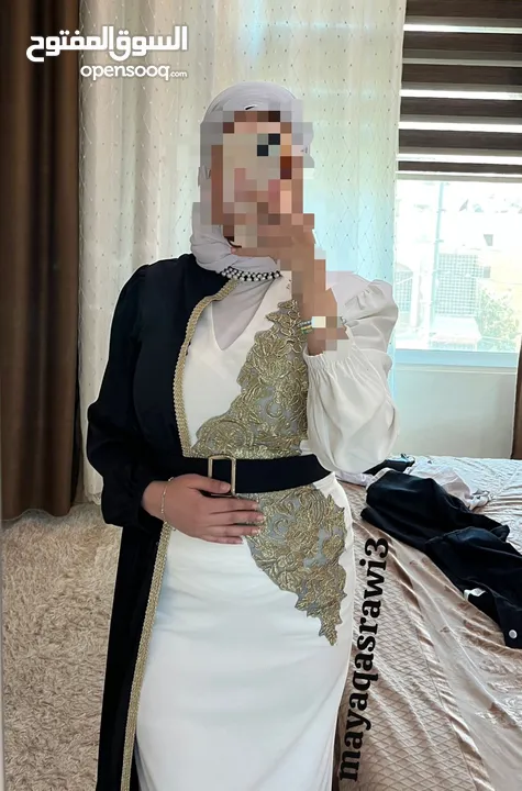 فستان ابيض و اسود ملبوس مره وحده بجنن عاللبس  بلبس لوزن 70 كيلو