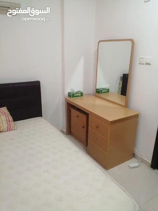 Double Bed,  Mattress and Cupboard