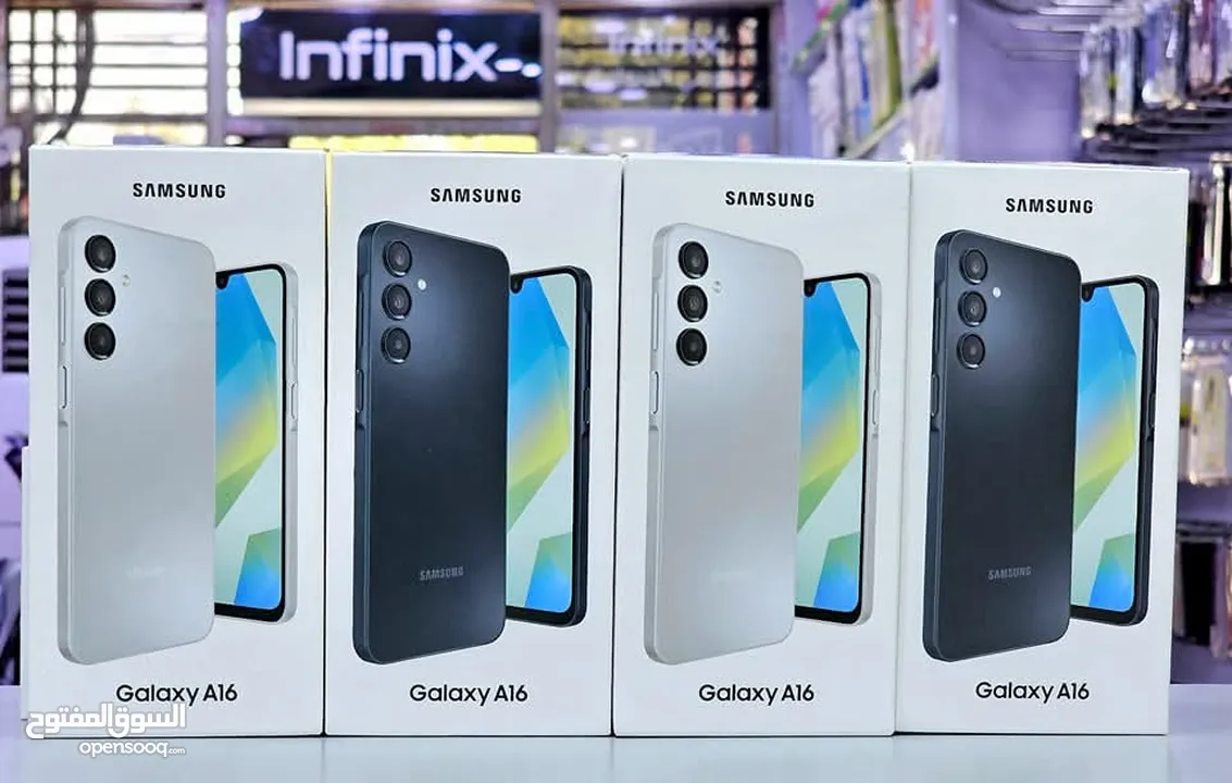 مشغل ايام Samsung A16 رام 8 و 12 و 16 جيجا 128 و  256 مكفول بالشركة أغراضة والكرتونه الأصلية و توصيل