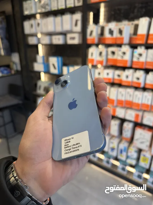 IPHONE 14 (128GB) USED LIKE NEW ///  ايفون 14 128 مستعمل بحاله الجديد كفاله فليك موبايل سنتين