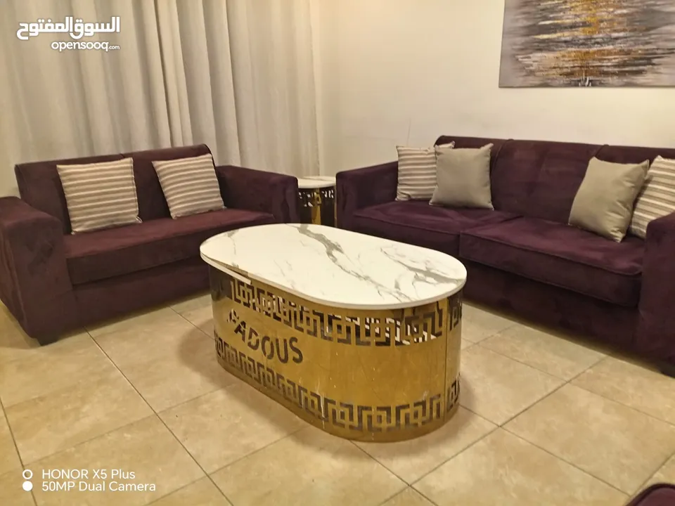 طقم كنب مستورد نخب أول 7 مقاعد (ثلاثي + ثنائي + 2 مفرد) خشب سويد فل + إسفنج دانلوب طبي