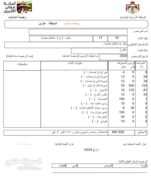 أرض مميزة للبيع في طبربور عين أرباط بجانب مسجد القناديل ترخيص جاهز وجميع الخدمات موجودة مثل صرف صحي