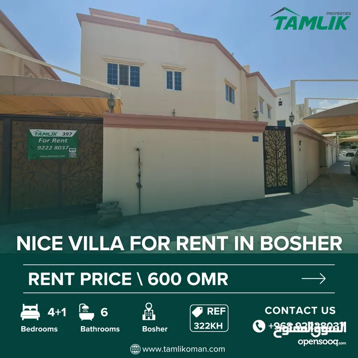 Nice Villa for Rent in Bosher  REF 322KH