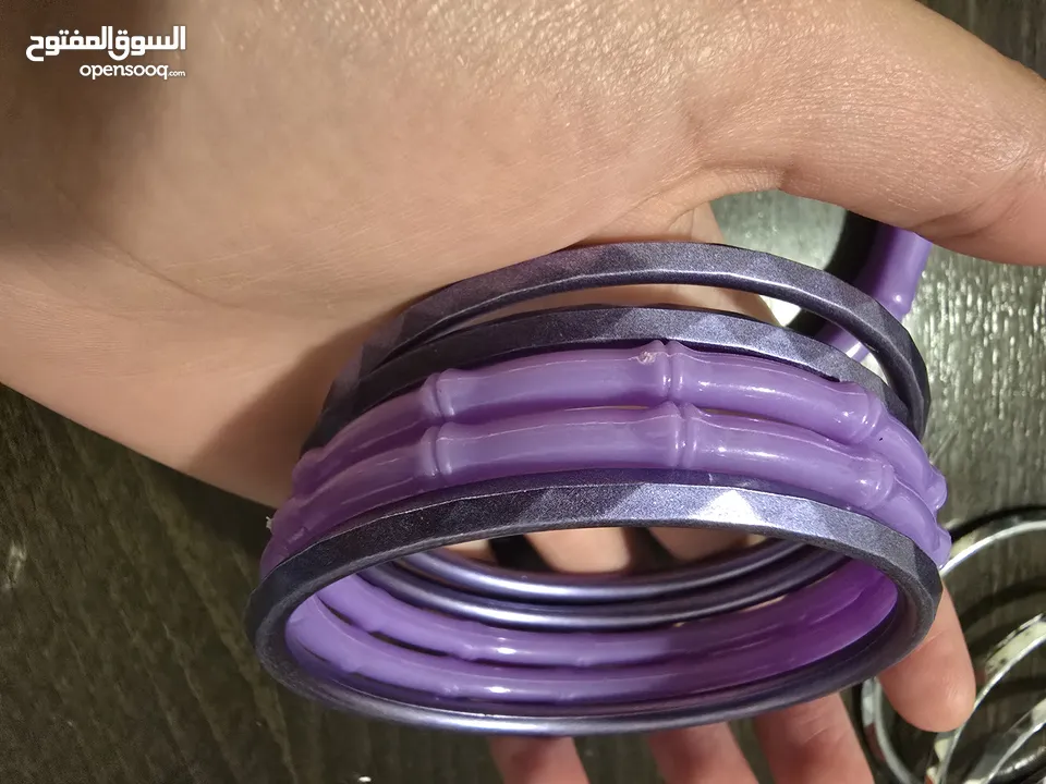 اساور بلاستيك بنفسجي، وفضي عدد 15